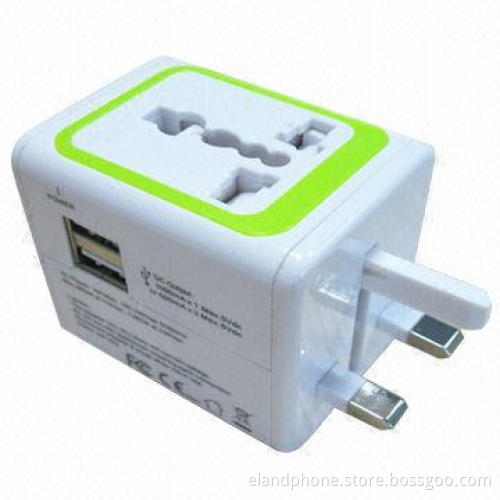 Universal Travel Adapter, Power Up Gears through AC Power Port and USB Power Port Simaltaneously